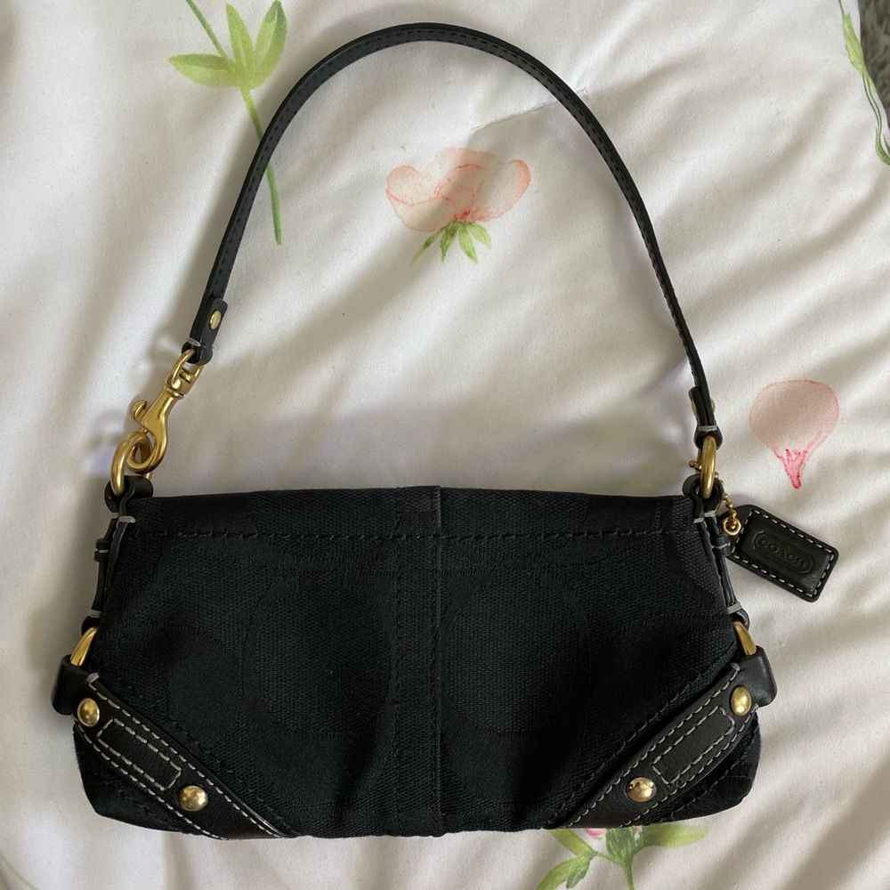 Vintage Coach Black and Gold wristlet Bag/purse/wallet